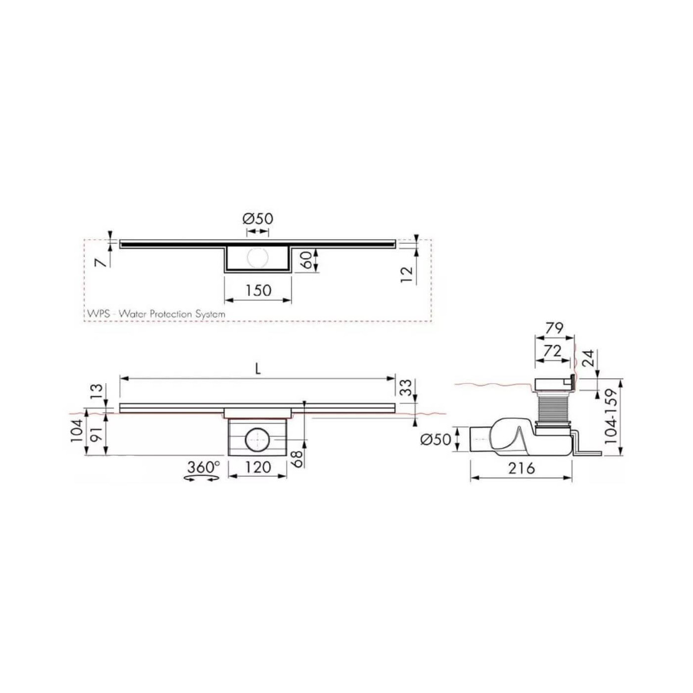 Odpływ Liniowy Waterstop L 700mm 70 Easy Drain Odpływ Liniowy Waterstop L 700mm 70 Easy Drain