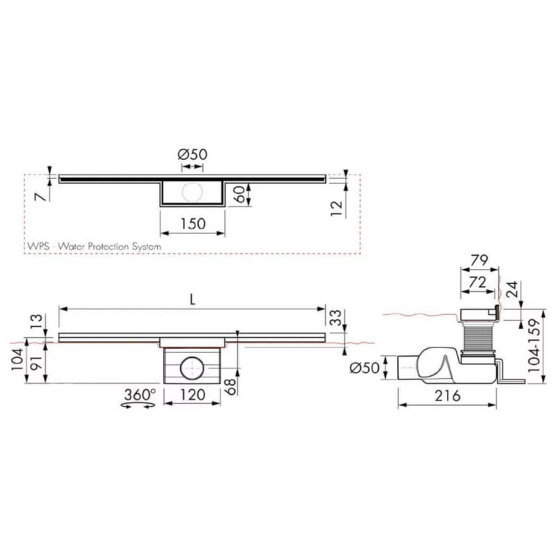 Odpływ Liniowy Waterstop L 700mm 70 Easy Drain Odpływ Liniowy Waterstop L 700mm 70 Easy Drain