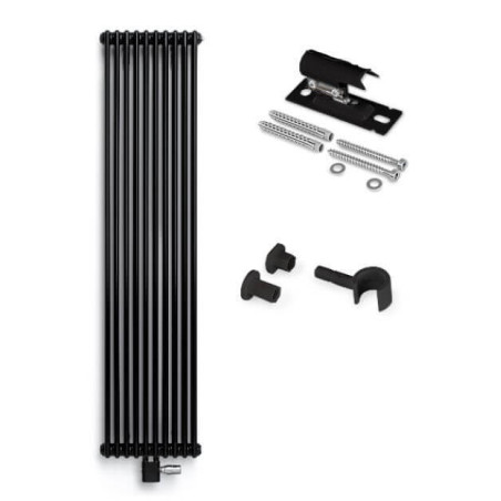Grzejnik Pionowy Ritmo VB-2K/65 0360x1800 9005 + Zestaw Montażowy 113690360180000999005-0000 Vasco