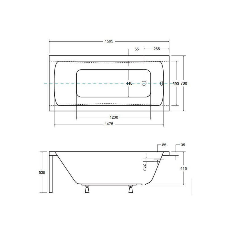 Wanna Prostokątna Optima Premium 160x70 + Zagłówek + Uchwyty Besco Wanna Prostokątna Optima Premium 160x70 + Zagłówek + Uchwyty Besco
