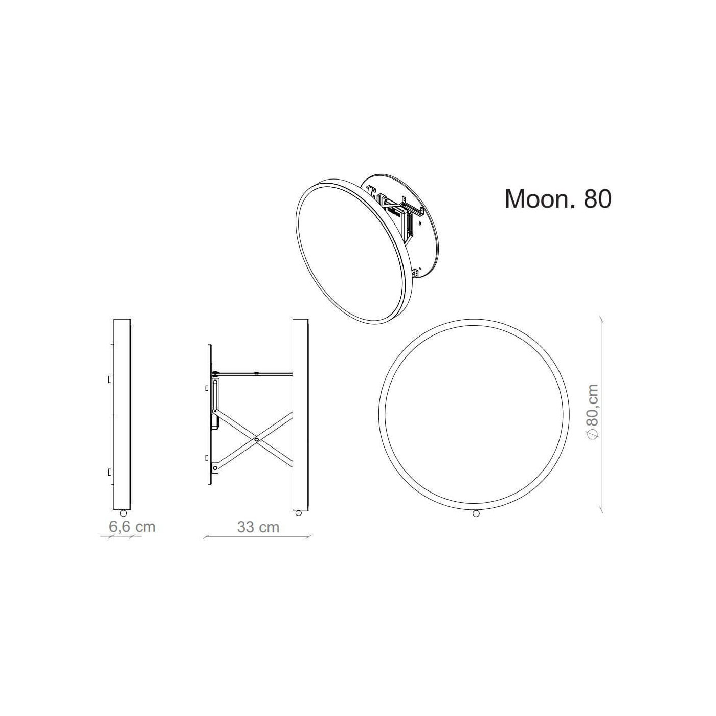 Lustro Okrągłe LED Moon FI80 Barwa Neutralna 302801/R2-S/BO-S/U-04S/LED-N Miior Lustro Okrągłe LED Moon FI80 Barwa Neutralna 302801/R2-S/BO-S/U-04S/LED-N Miior