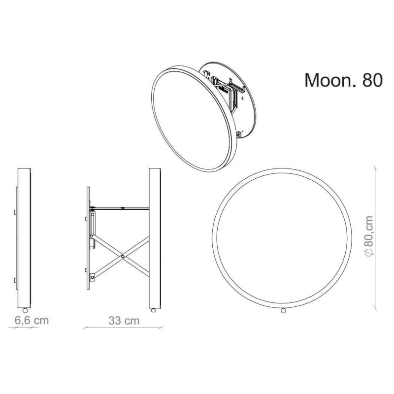 Lustro Okrągłe LED Moon FI80 Barwa Neutralna 302801/R2-S/BO-S/U-04S/LED-N Miior Lustro Okrągłe LED Moon FI80 Barwa Neutralna 302801/R2-S/BO-S/U-04S/LED-N Miior