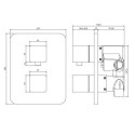 Termostatyczna Bateria Prysznicowo-Wannowa Podtynkowa Parma Grafit PM7436GR Omnires Termostatyczna Bateria Prysznicowo-Wannowa Podtynkowa Parma Grafit PM7436GR Omnires