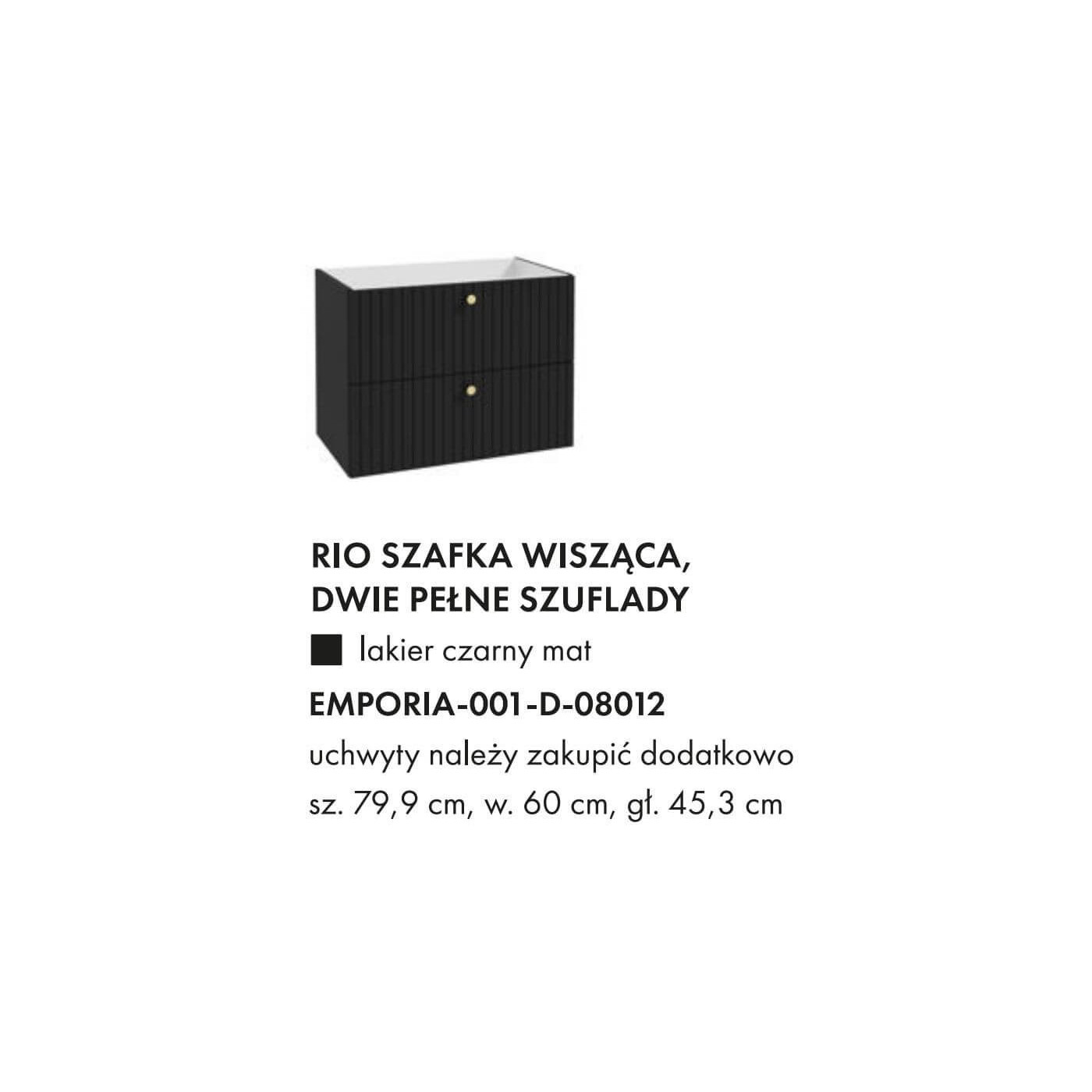 Szafka Wisząca Rio D80 Czarny Mat Emporia Szafka Wisząca Rio D80 Czarny Mat Emporia