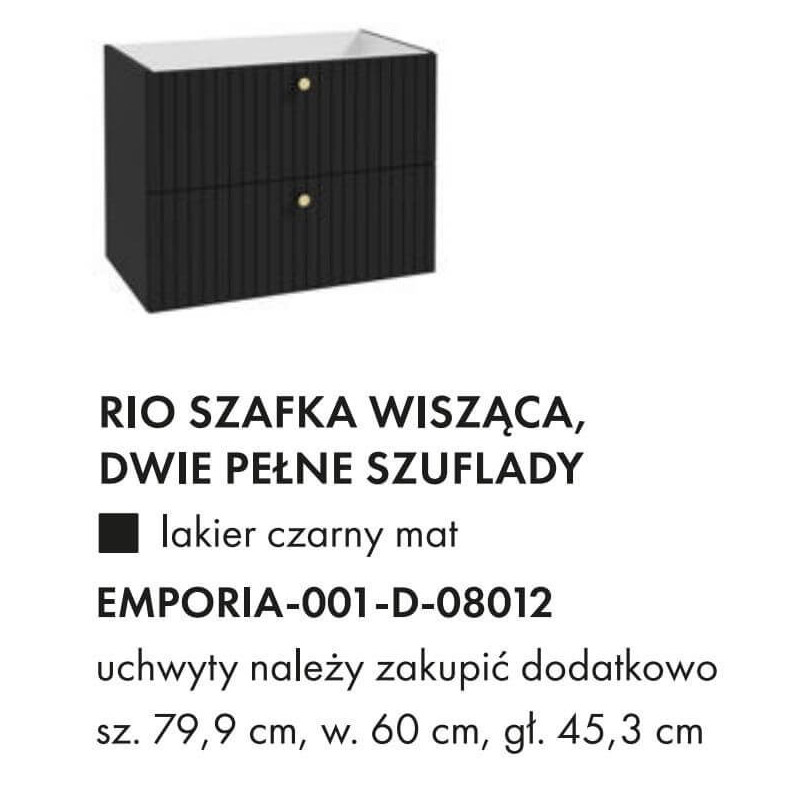 Szafka Wisząca Rio D80 Czarny Mat Emporia Szafka Wisząca Rio D80 Czarny Mat Emporia