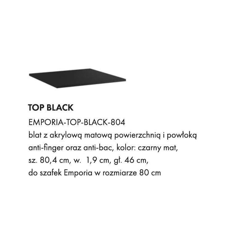 Blat Top Akrylowy Czarny Mat 80,4x46 Emporia Blat Top Akrylowy Czarny Mat 80,4x46 Emporia