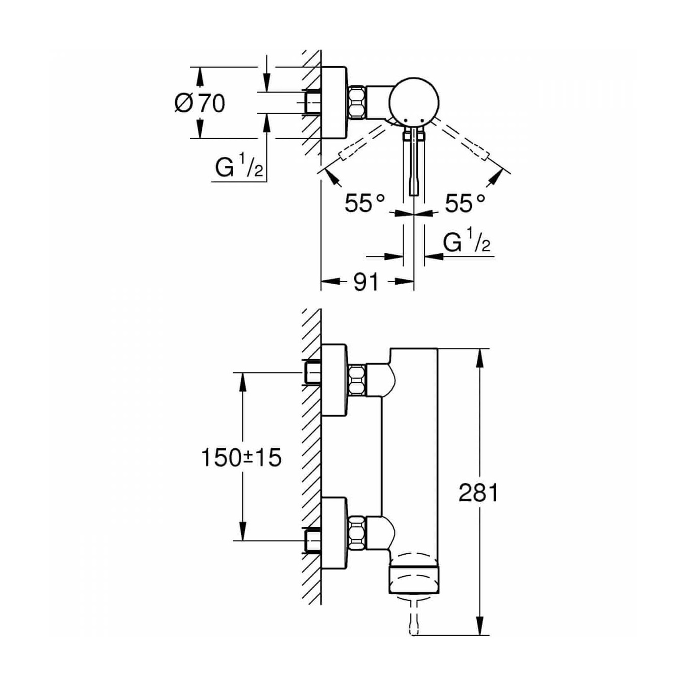 Jednouchwytowa Bateria Prysznicowa Essence 25252001 Grohe Jednouchwytowa Bateria Prysznicowa Essence 25252001 Grohe