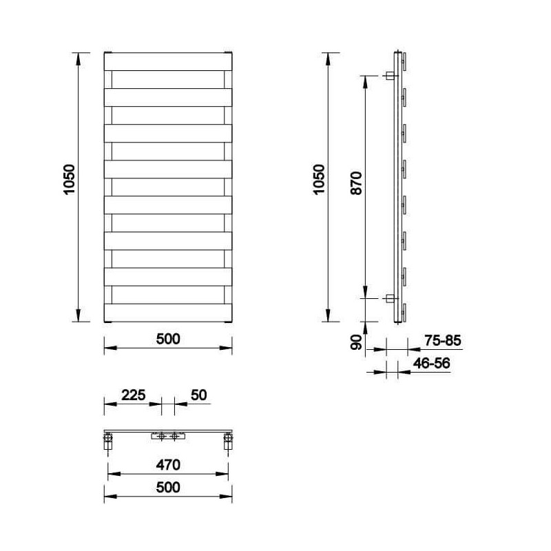 Grzejnik Otus 1050X500 Czarny Mat 370W Zasilanie Dolne Emporia Grzejnik Otus 1050X500 Czarny Mat 370W Zasilanie Dolne Emporia