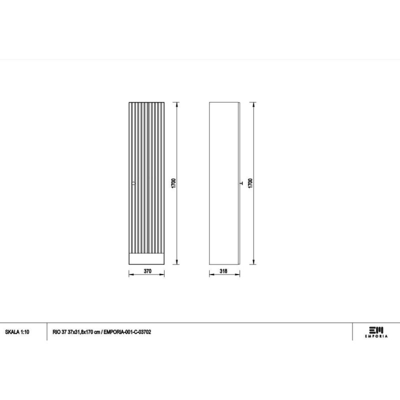 Słupek Wiszący 1D0S Rio C37 Bez Uchwytów Biały Mat 001-C-03702 Emporia Słupek Wiszący 1D0S Rio C37 Bez Uchwytów Biały Mat 001-C-03702 Emporia