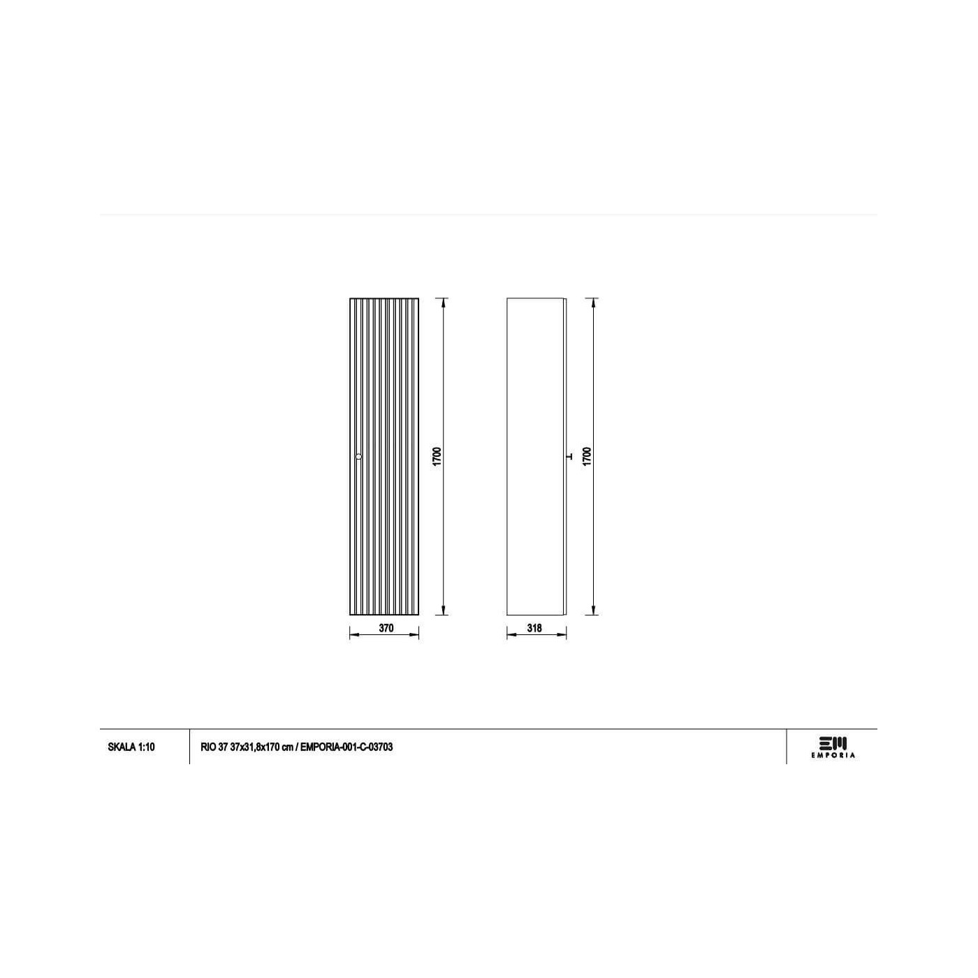 Słupek Wiszący 1D0S Rio C37 Bez Uchwytów Czarny Mat 001-C-03703 Emporia Słupek Wiszący 1D0S Rio C37 Bez Uchwytów Czarny Mat 001-C-03703 Emporia