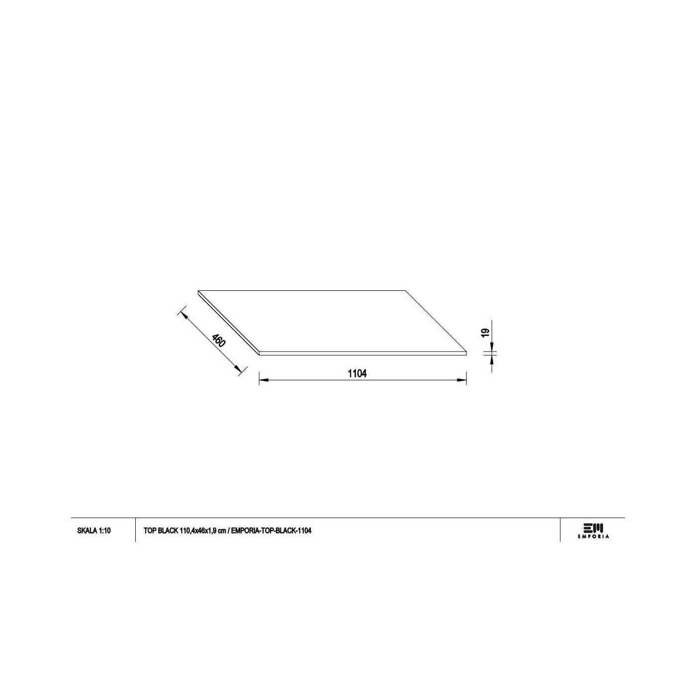 Blat Akrylowy Top Black Anti-Finger 110,4x46x19 Czarny Mat TOP-BLACK-1104 Emporia Blat Akrylowy Top Black Anti-Finger 110,4x46x19 Czarny Mat TOP-BLACK-1104 Emporia