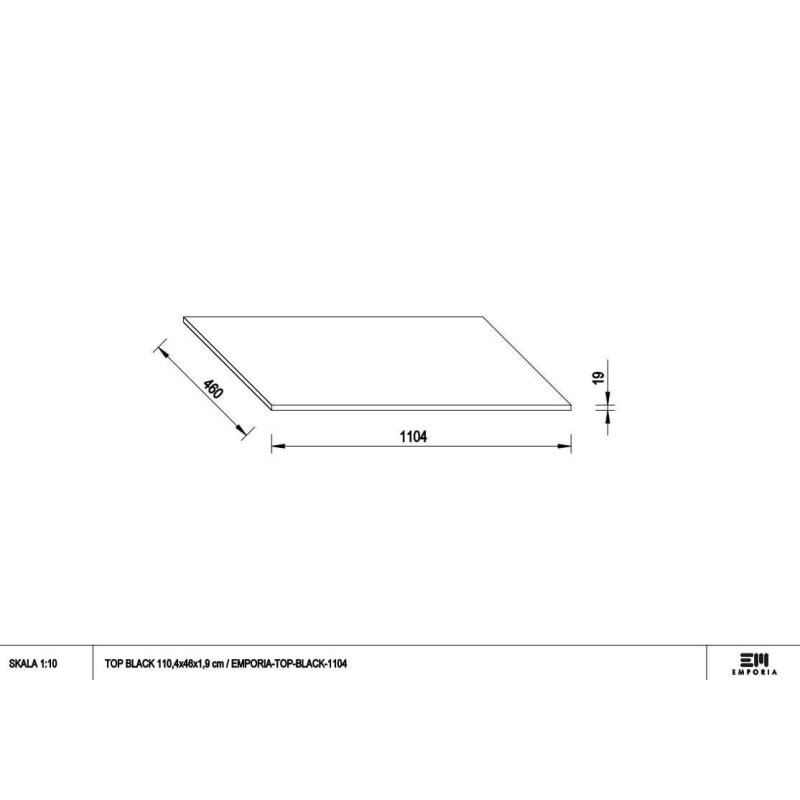 Blat Akrylowy Top Black Anti-Finger 110,4x46x19 Czarny Mat TOP-BLACK-1104 Emporia Blat Akrylowy Top Black Anti-Finger 110,4x46x19 Czarny Mat TOP-BLACK-1104 Emporia
