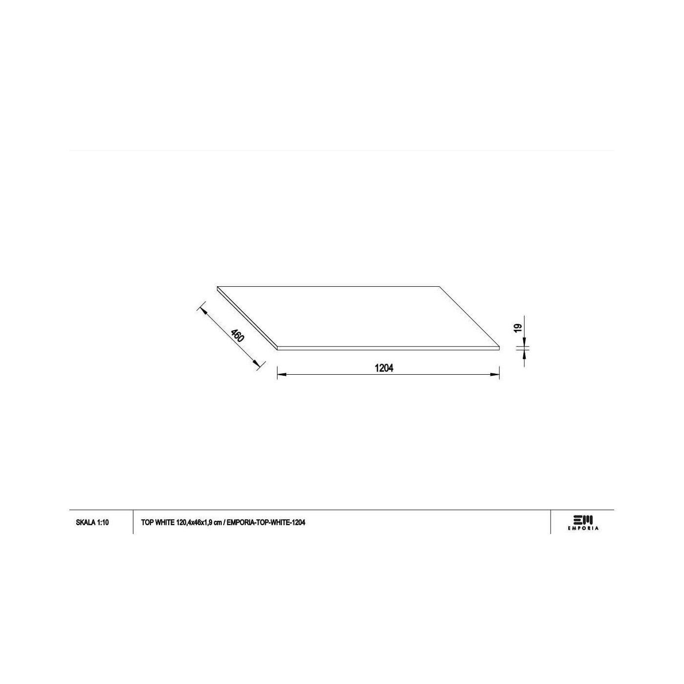 Blat Akrylowy Top White Anti-Finger 120,4x46x19 Biały Mat TOP-WHITE-1204 Emporia Blat Akrylowy Top White Anti-Finger 120,4x46x19 Biały Mat TOP-WHITE-1204 Emporia