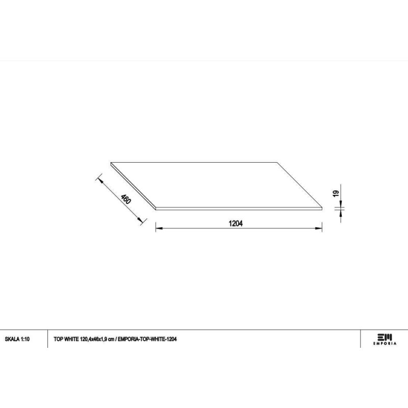 Blat Akrylowy Top White Anti-Finger 120,4x46x19 Biały Mat TOP-WHITE-1204 Emporia Blat Akrylowy Top White Anti-Finger 120,4x46x19 Biały Mat TOP-WHITE-1204 Emporia