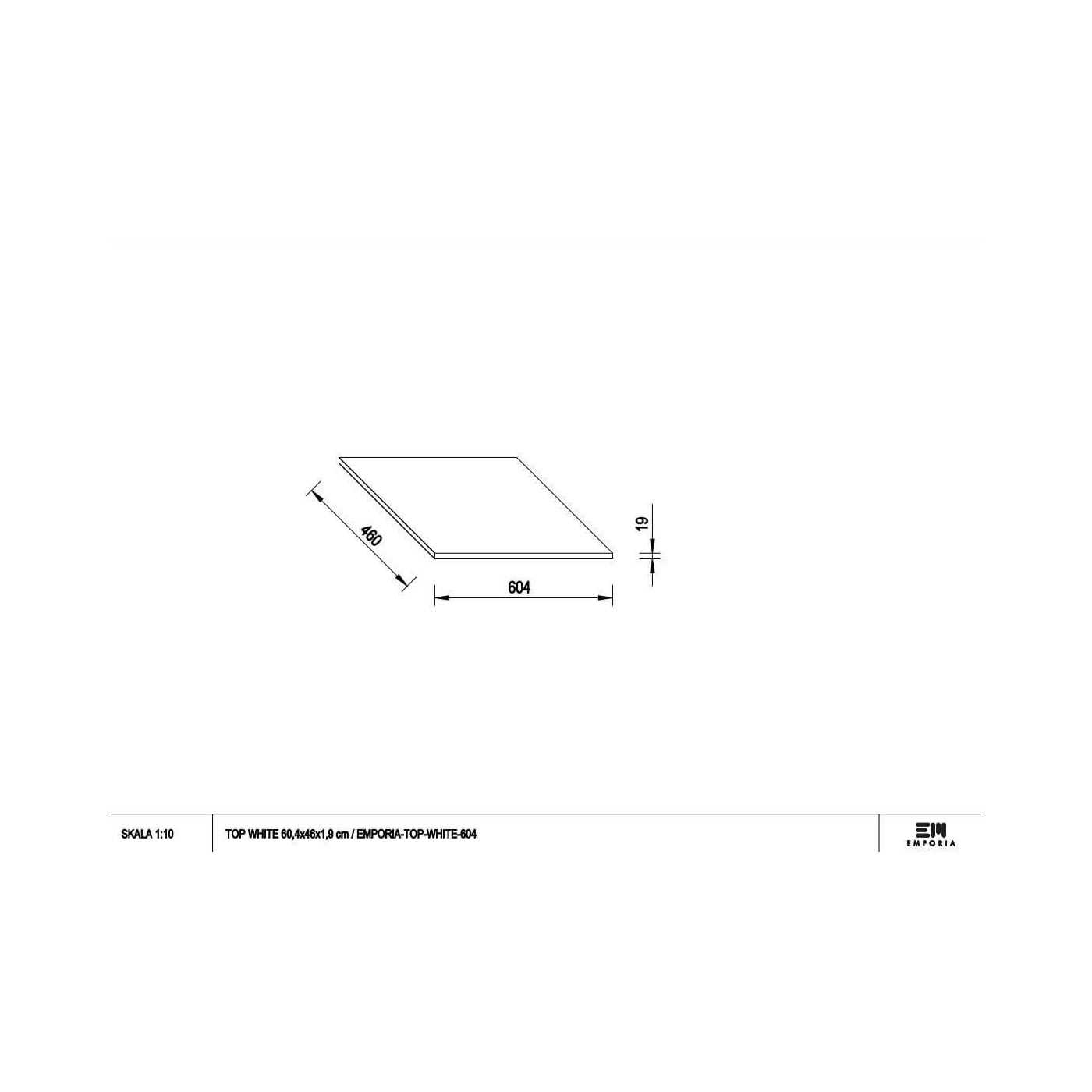 Blat Akrylowy Top White Anti-Finger 60,4x46x19 Biały Mat TOP-WHITE-604 Emporia Blat Akrylowy Top White Anti-Finger 60,4x46x19 Biały Mat TOP-WHITE-604 Emporia