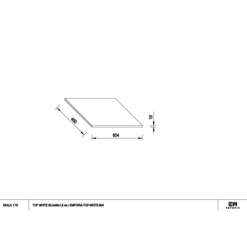 Blat Akrylowy Top White Anti-Finger 60,4x46x19 Biały Mat TOP-WHITE-604 Emporia Blat Akrylowy Top White Anti-Finger 60,4x46x19 Biały Mat TOP-WHITE-604 Emporia