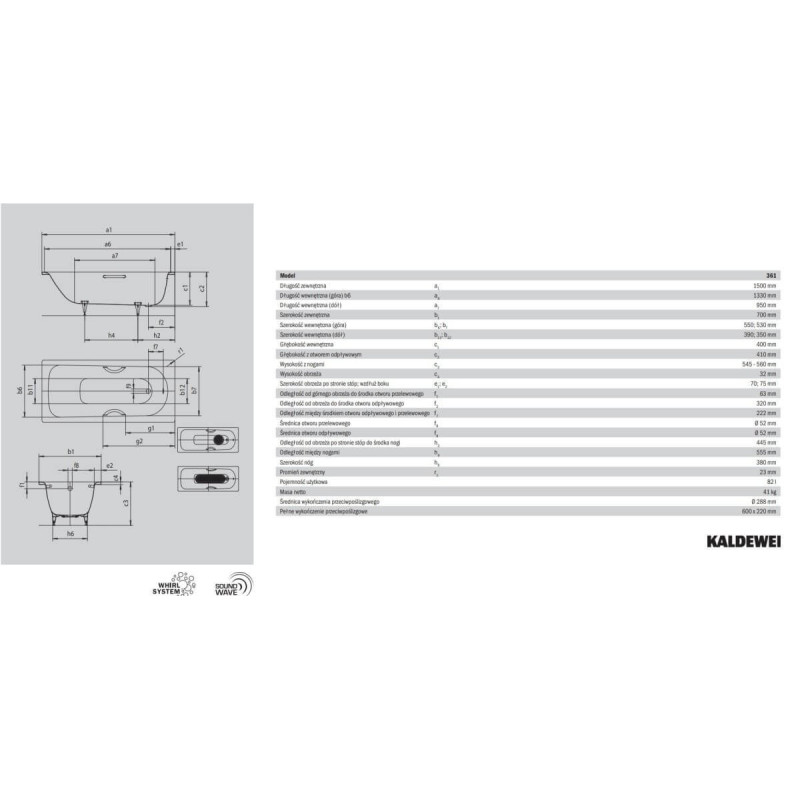 Wanna Do Zabudowy Saniform Plus 361-1 150x70 cm 111600010001 Kaldewei Wanna Do Zabudowy Saniform Plus 361-1 150x70 cm 111600010001 Kaldewei