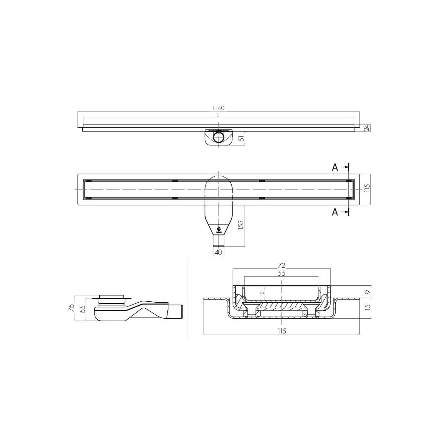 Odpływ Liniowy Top Drain 70 cm Z Syfonem H+M Czarny Mat 112.3546.19.070/522.0121.19.07 Emporia Odpływ Liniowy Top Drain 70 cm Z Syfonem H+M Czarny Mat 112.3546.19.070/522.0121.19.07 Emporia