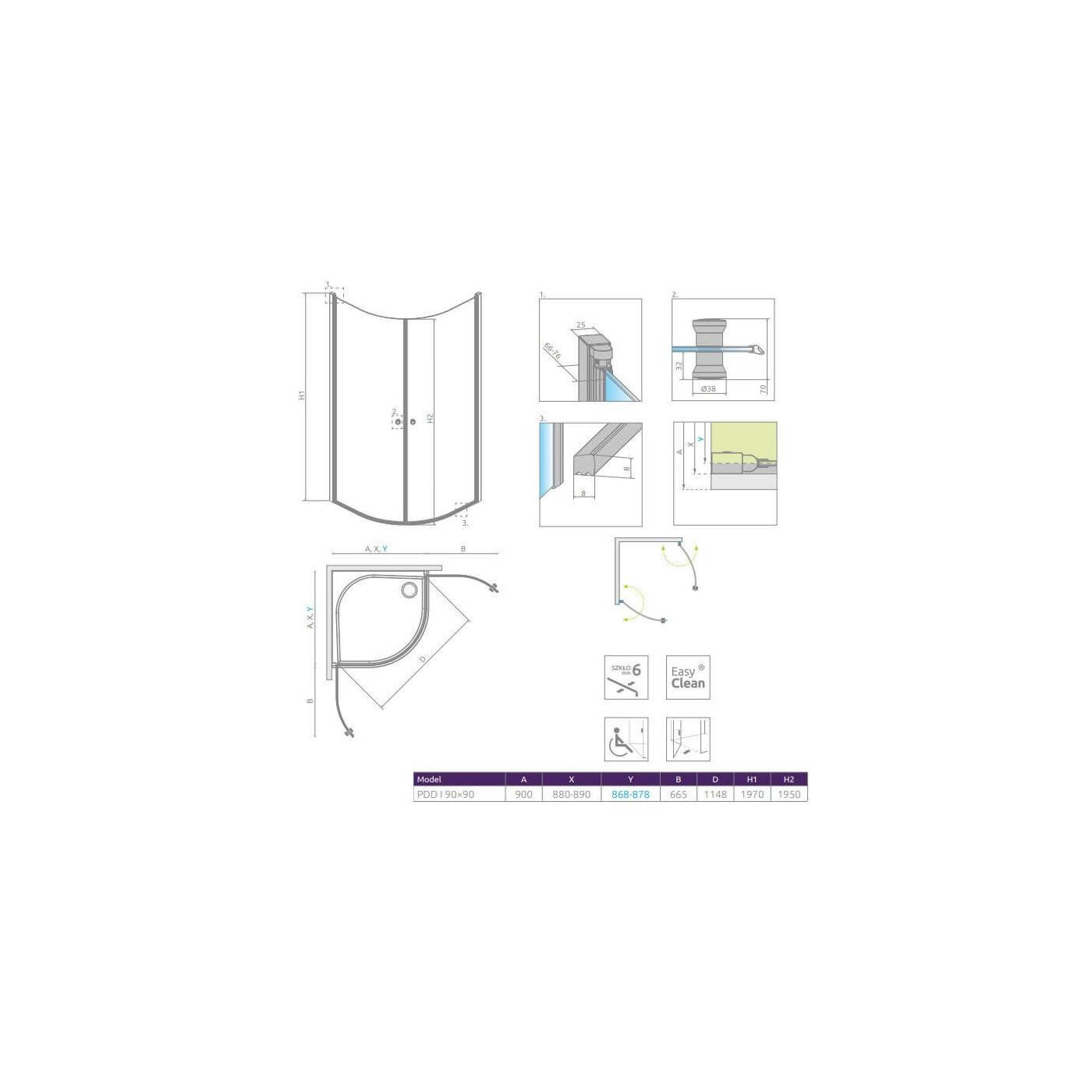 Kabina Prysznicowa Eos PDD I 90x90 137613-01-01 Radaway Kabina Prysznicowa Eos PDD I 90x90 137613-01-01 Radaway