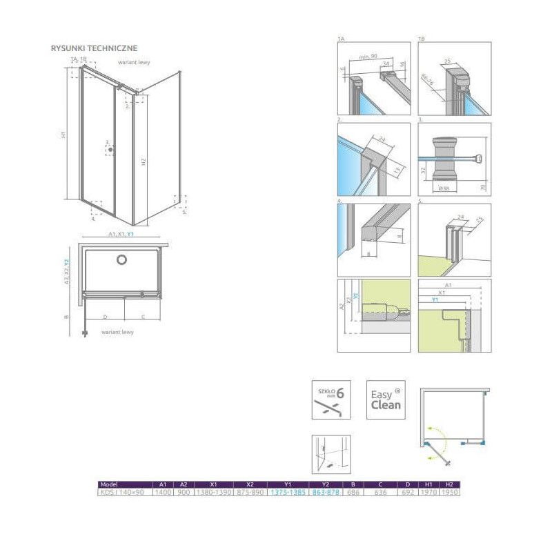 Kabina Prysznicowa Eos KDS I 1400x900 Lewa 137557-01-01L Radaway Kabina Prysznicowa Eos KDS I 1400x900 Lewa 137557-01-01L Radaway