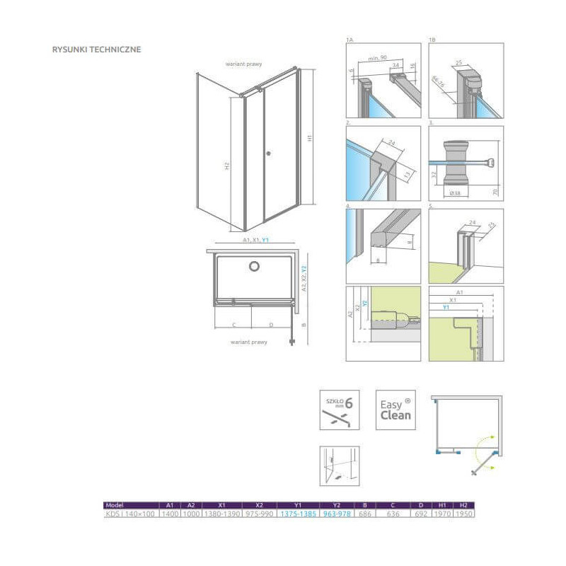 Kabina Prysznicowa Eos KDS I 1400x1000 Prawa 137558-01-01R Radaway Kabina Prysznicowa Eos KDS I 1400x1000 Prawa 137558-01-01R Radaway