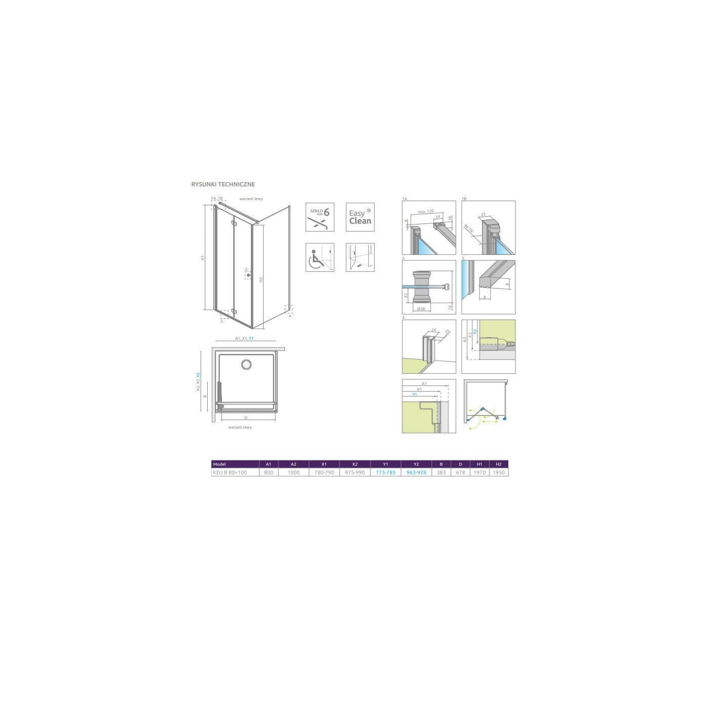 Kabina Prysznicowa Eos KDJ B 80x100 Lewa 137443-01-01L Radaway Kabina Prysznicowa Eos KDJ B 80x100 Lewa 137443-01-01L Radaway