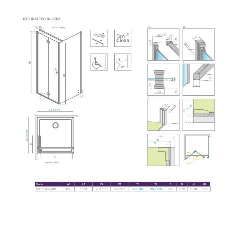 Kabina Prysznicowa Eos KDJ B 80x100 Lewa 137443-01-01L Radaway Kabina Prysznicowa Eos KDJ B 80x100 Lewa 137443-01-01L Radaway