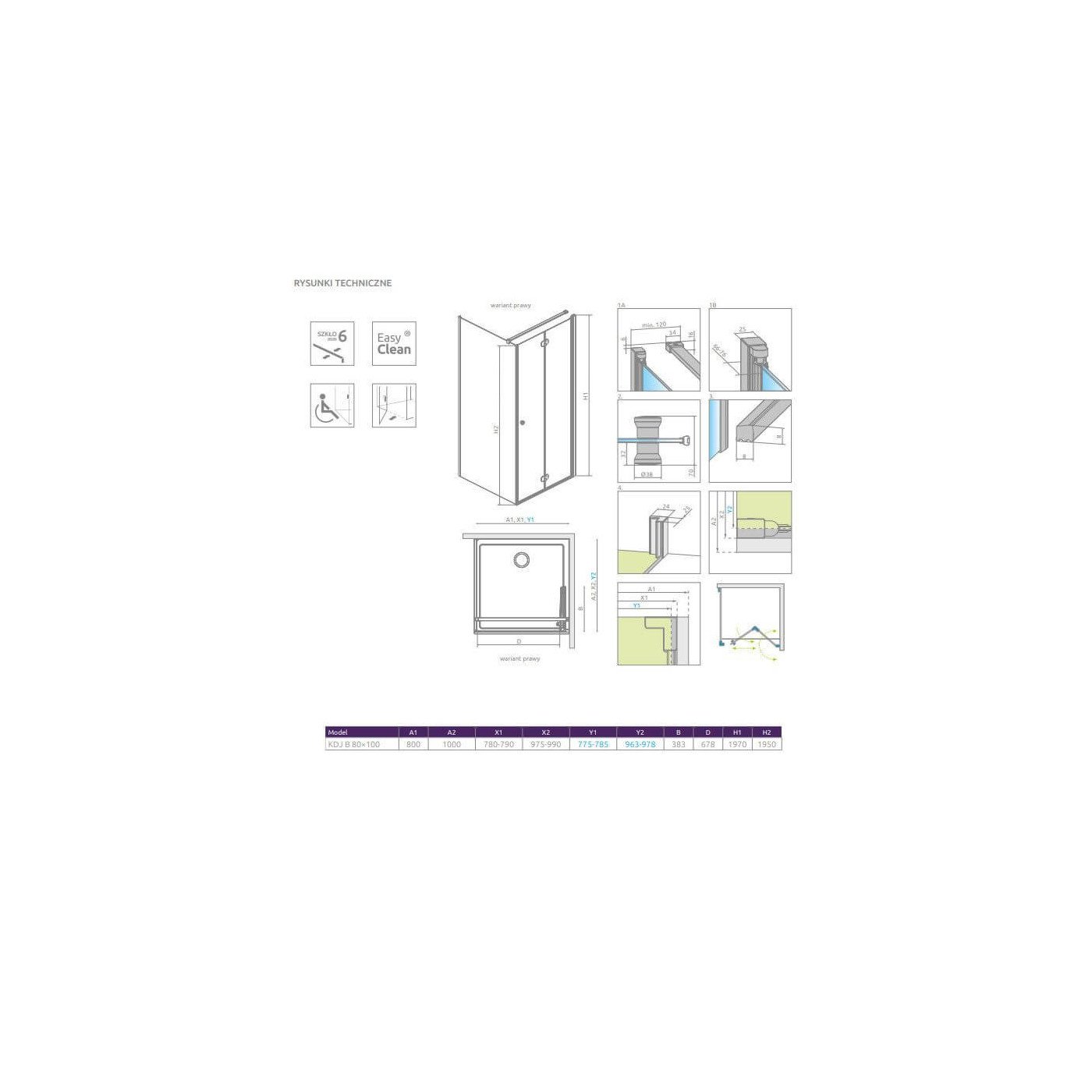 Kabina Prysznicowa Eos KDJ B 80x100 Prawa 137443-01-01R Radaway Kabina Prysznicowa Eos KDJ B 80x100 Prawa 137443-01-01R Radaway
