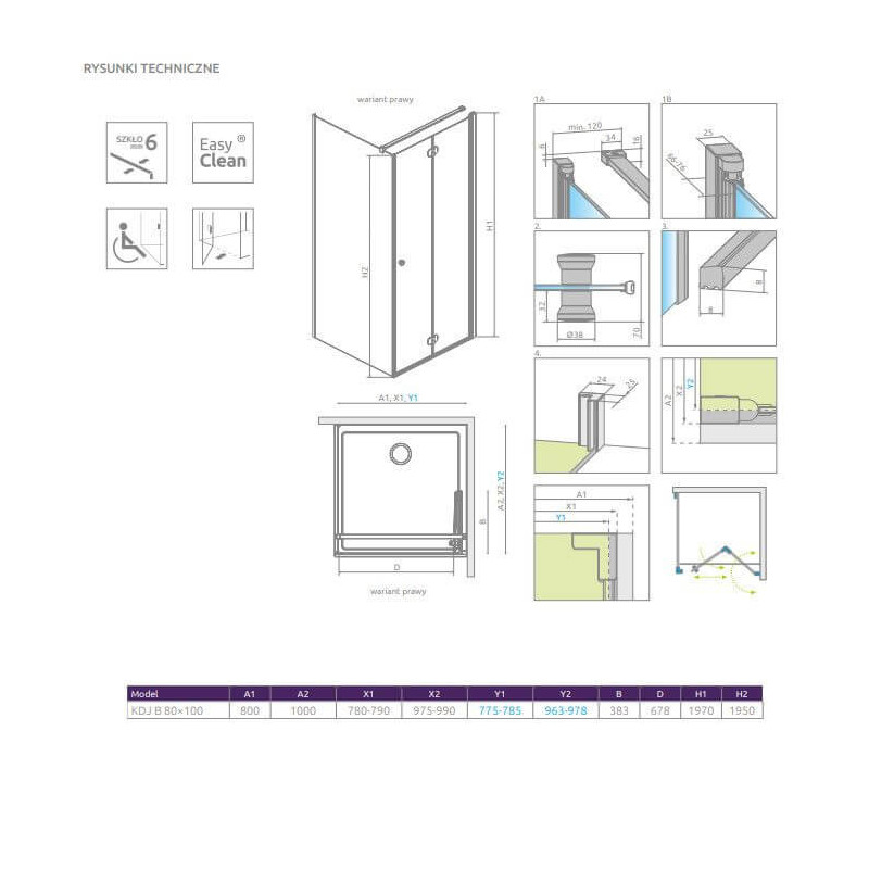 Kabina Prysznicowa Eos KDJ B 80x100 Prawa 137443-01-01R Radaway Kabina Prysznicowa Eos KDJ B 80x100 Prawa 137443-01-01R Radaway
