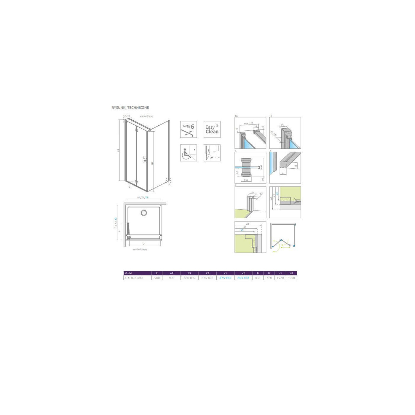 Kabina Prysznicowa Eos KDJ B 90x90 Lewa 137403-01-01L Radaway Kabina Prysznicowa Eos KDJ B 90x90 Lewa 137403-01-01L Radaway