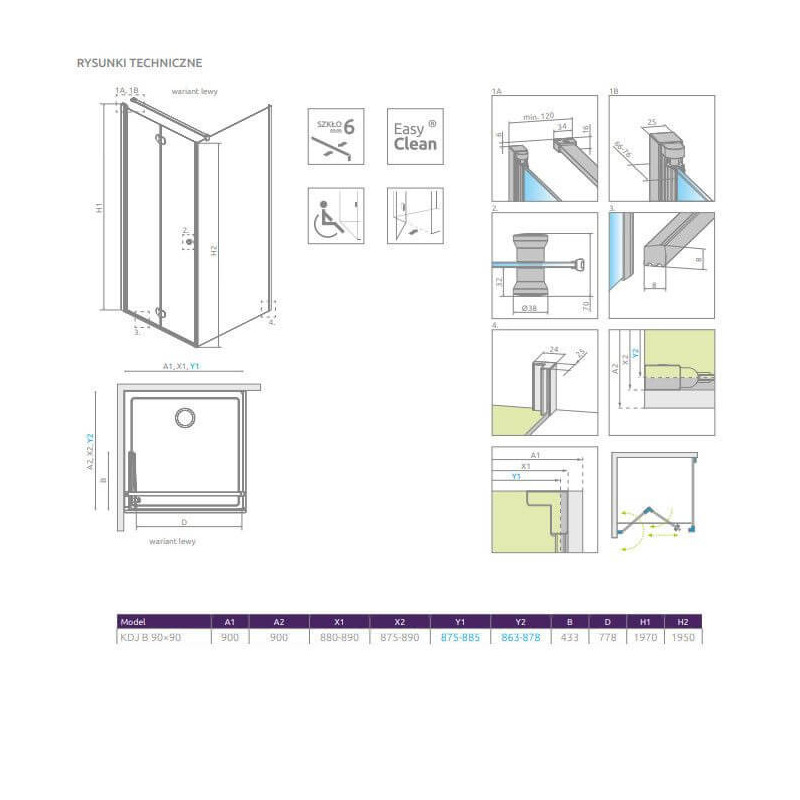 Kabina Prysznicowa Eos KDJ B 90x90 Lewa 137403-01-01L Radaway Kabina Prysznicowa Eos KDJ B 90x90 Lewa 137403-01-01L Radaway