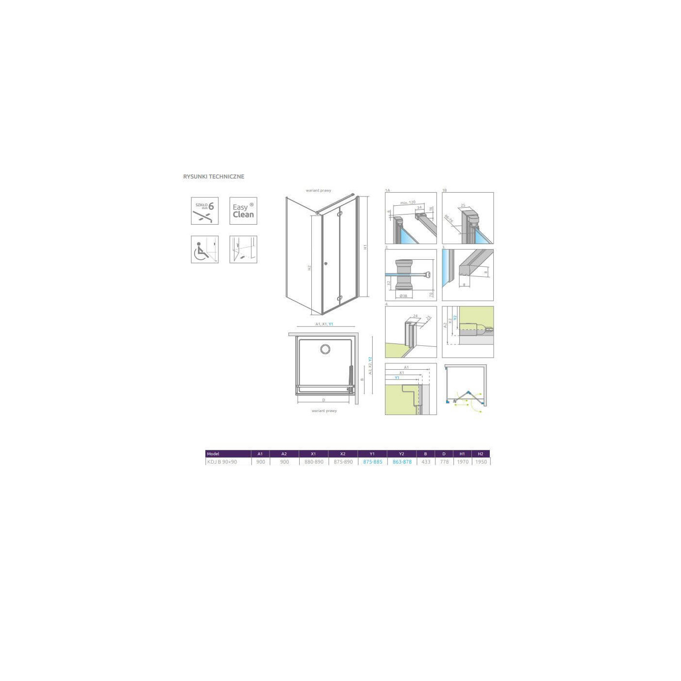 Kabina Prysznicowa Eos KDJ B 90x90 Prawa 137403-01-01R Radaway Kabina Prysznicowa Eos KDJ B 90x90 Prawa 137403-01-01R Radaway
