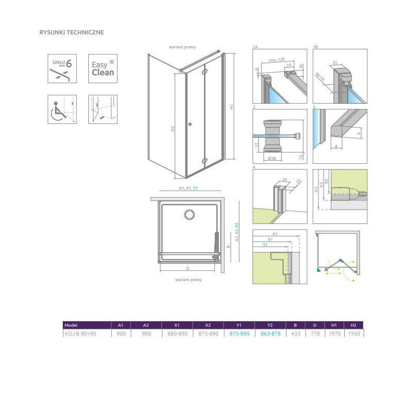 Kabina Prysznicowa Eos KDJ B 90x90 Prawa 137403-01-01R Radaway Kabina Prysznicowa Eos KDJ B 90x90 Prawa 137403-01-01R Radaway