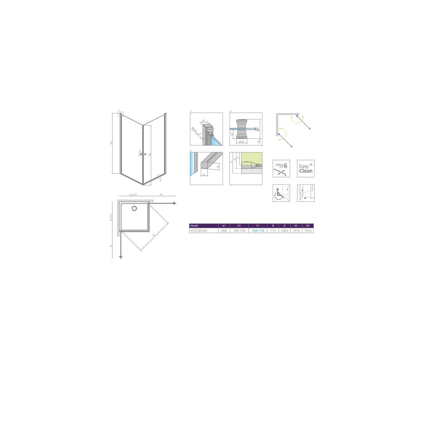 Kabina Prysznicowa Eos KDD I 80x80 137213-01-01 Radaway Kabina Prysznicowa Eos KDD I 80x80 137213-01-01 Radaway