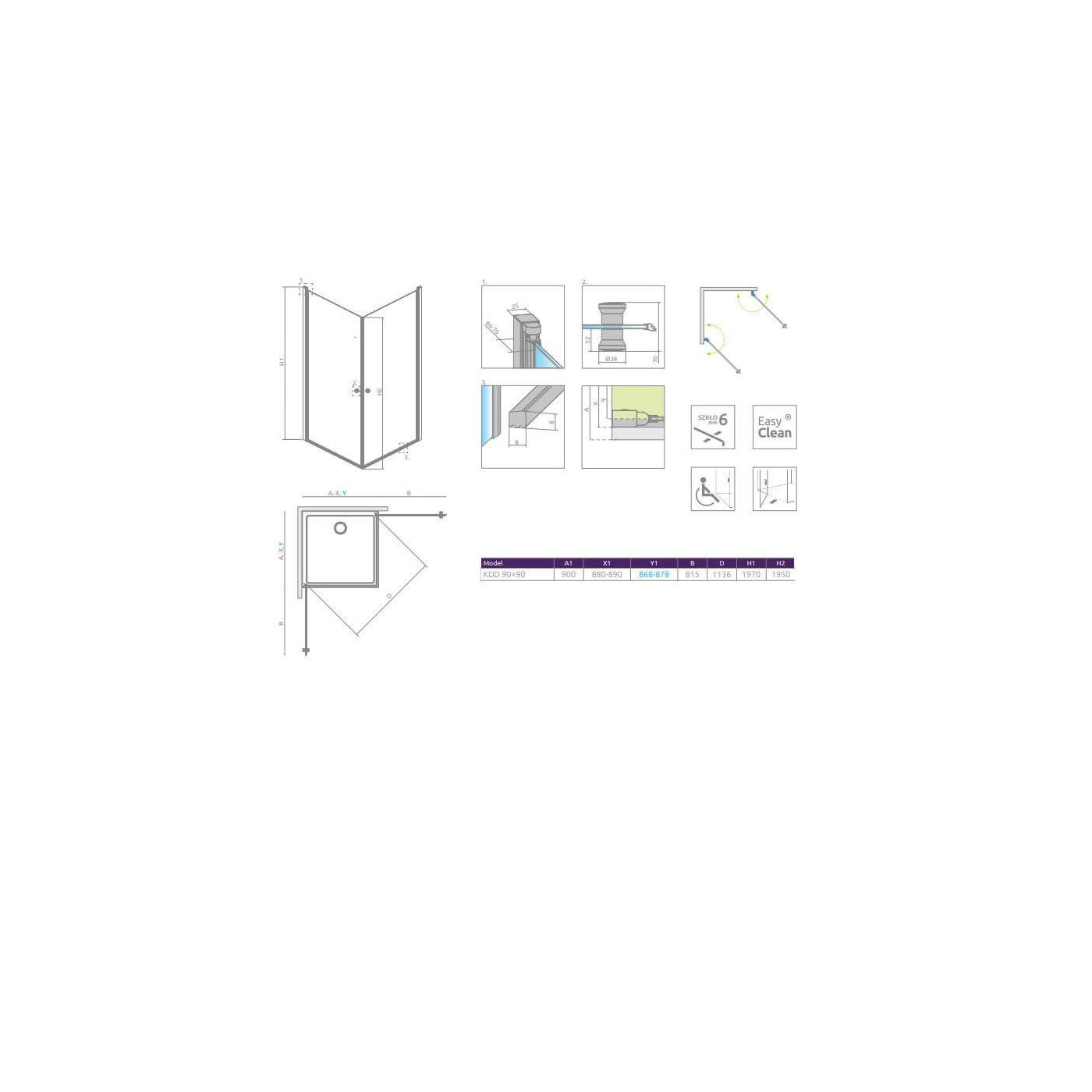 Kabina Prysznicowa Eos KDD I 90x90 137203-01-01 Radaway Kabina Prysznicowa Eos KDD I 90x90 137203-01-01 Radaway