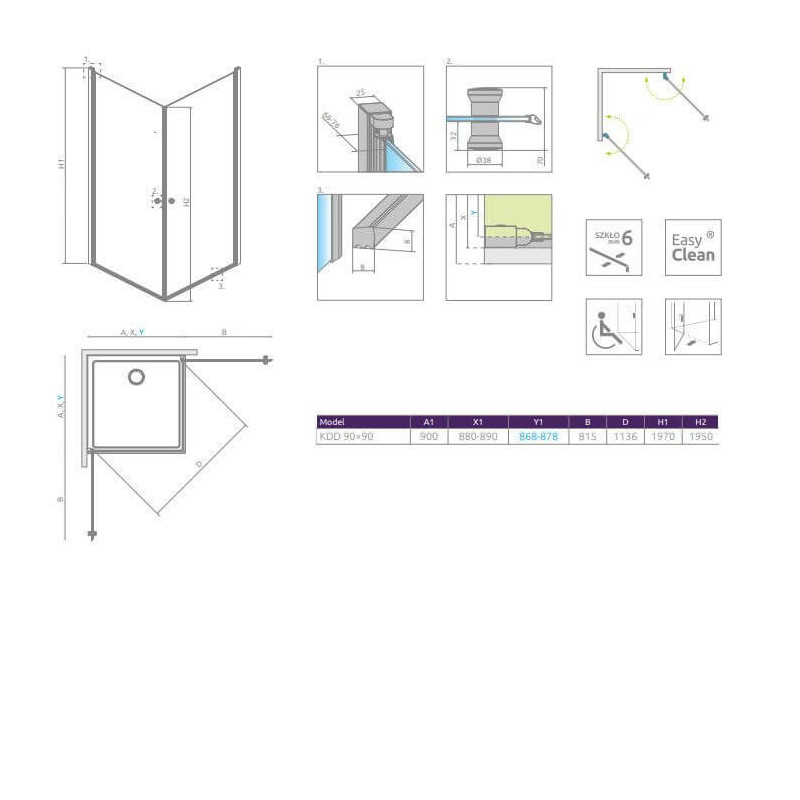 Kabina Prysznicowa Eos KDD I 90x90 137203-01-01 Radaway Kabina Prysznicowa Eos KDD I 90x90 137203-01-01 Radaway