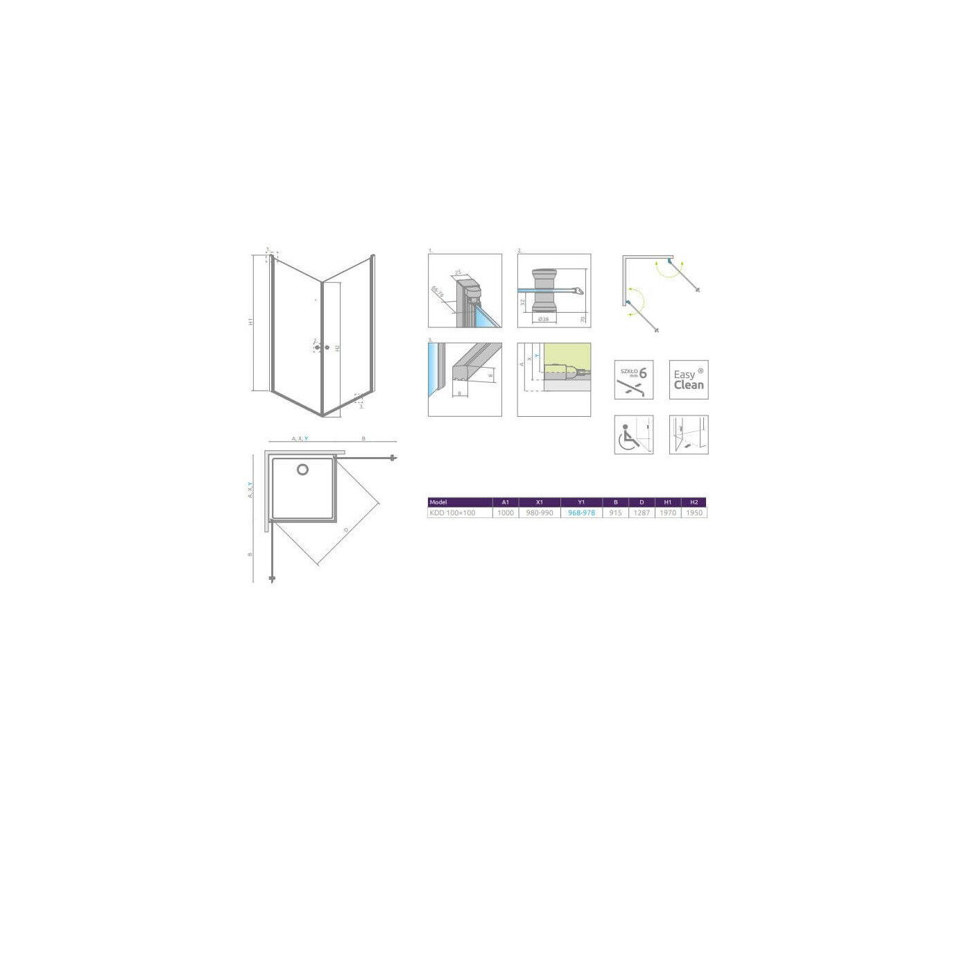 Kabina Prysznicowa Eos KDD I 100x100 137223-01-01 Radaway Kabina Prysznicowa Eos KDD I 100x100 137223-01-01 Radaway