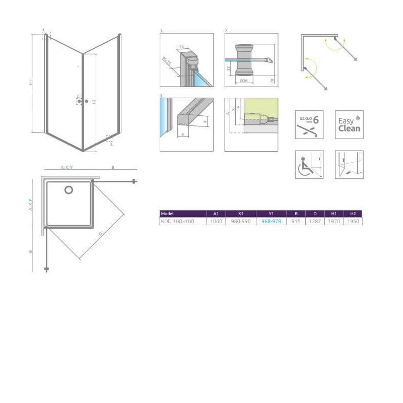 Kabina Prysznicowa Eos KDD I 100x100 137223-01-01 Radaway Kabina Prysznicowa Eos KDD I 100x100 137223-01-01 Radaway