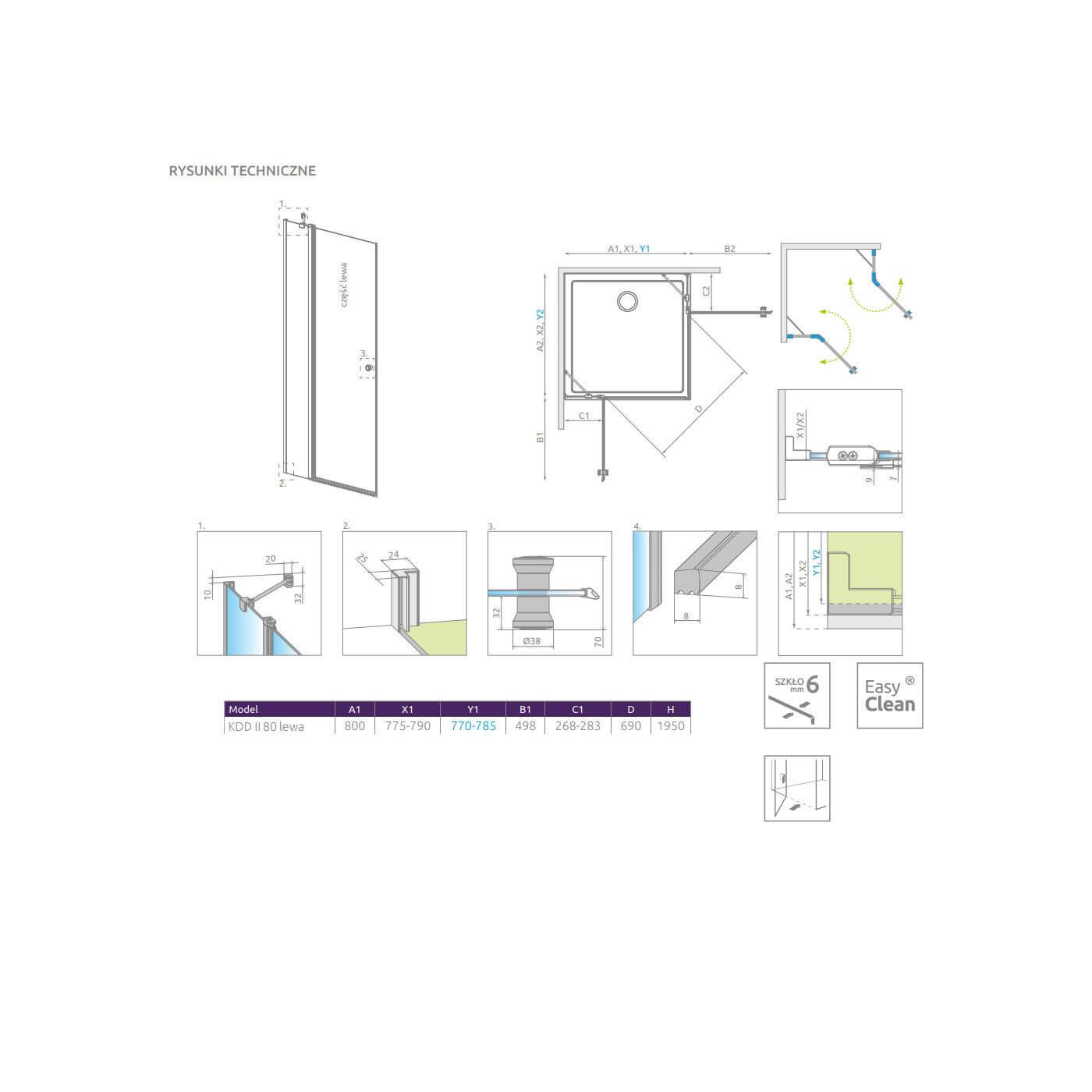 Kabina Prysznicowa Eos KDD II Lewa 13799460-01L Radaway Kabina Prysznicowa Eos KDD II Lewa 13799460-01L Radaway
