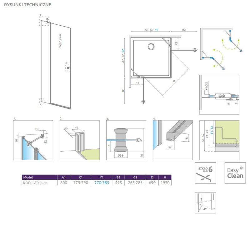 Kabina Prysznicowa Eos KDD II Lewa 13799460-01L Radaway Kabina Prysznicowa Eos KDD II Lewa 13799460-01L Radaway