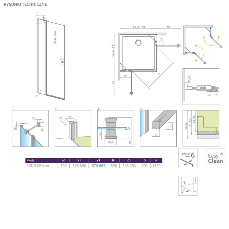 Kabina Prysznicowa Eos KDD II Lewa 13799461-01L Radaway Kabina Prysznicowa Eos KDD II Lewa 13799461-01L Radaway