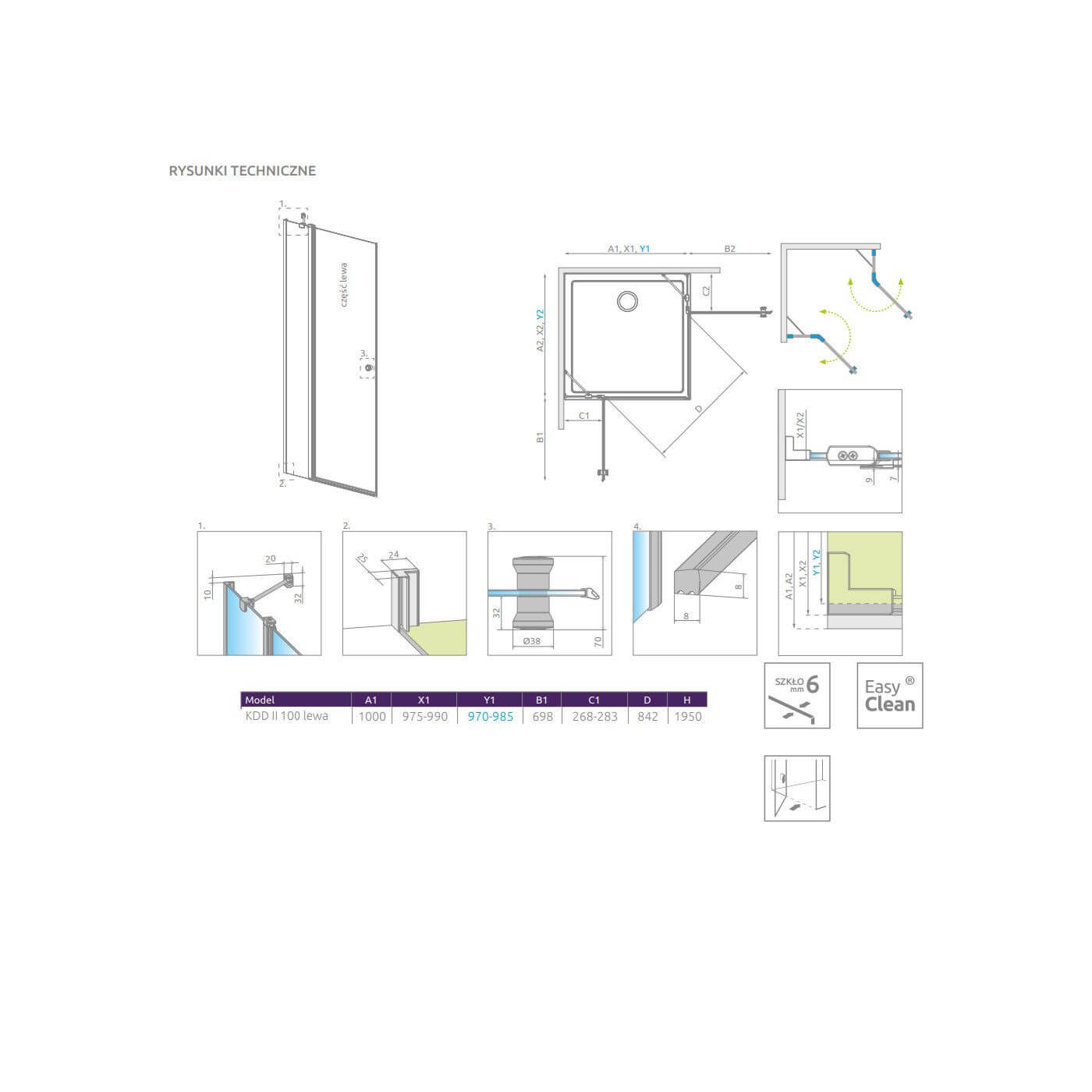 Kabina Prysznicowa Eos KDD II Lewa 13799462-01L Radaway Kabina Prysznicowa Eos KDD II Lewa 13799462-01L Radaway