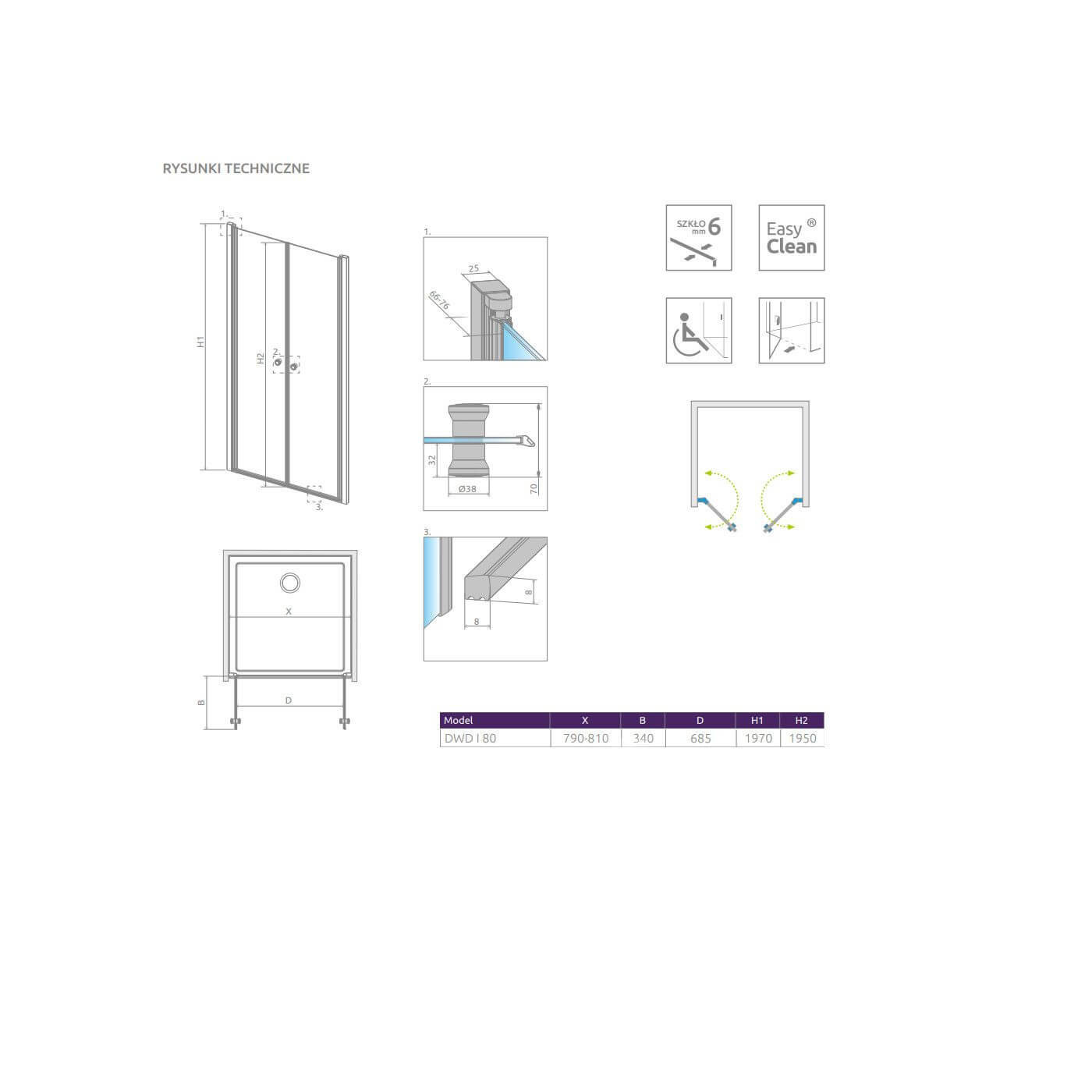 Drzwi Prysznicowe Eos DWD I 80 137713-01-01 Radaway Drzwi Prysznicowe Eos DWD I 80 137713-01-01 Radaway