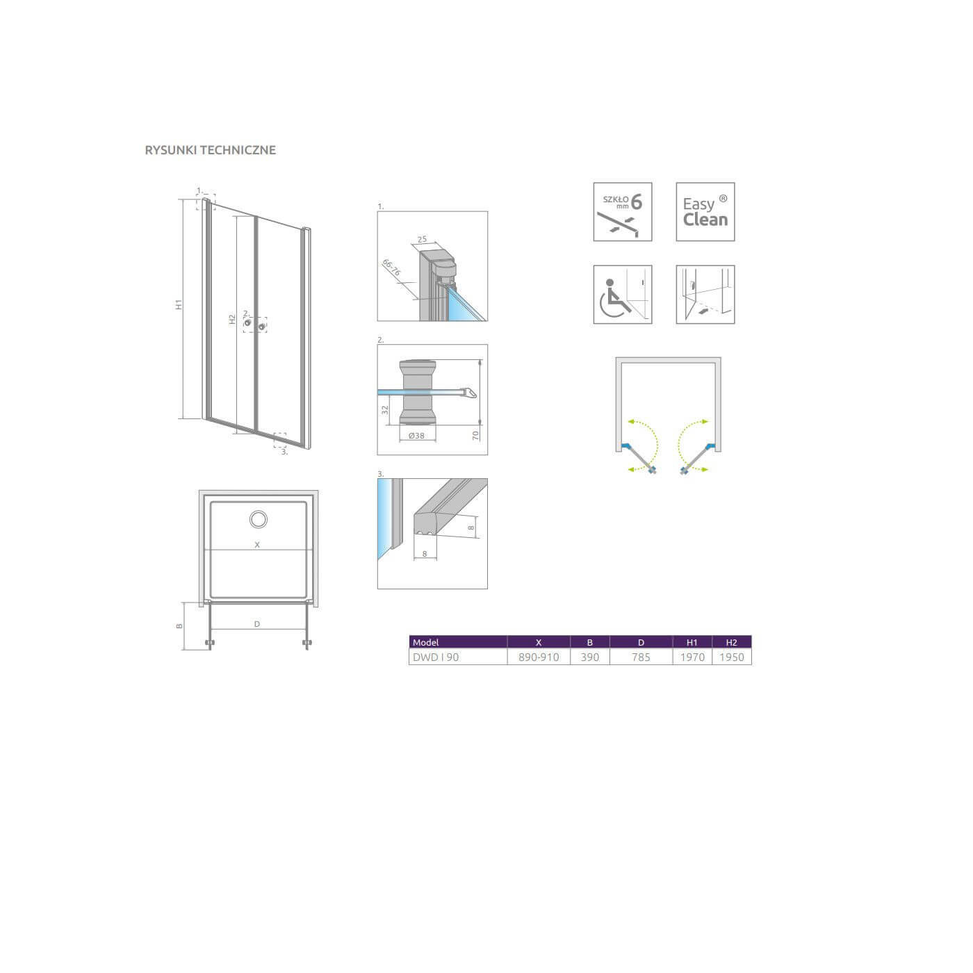 Drzwi Prysznicowe Eos DWD I 90 137703-01-01 Radaway Drzwi Prysznicowe Eos DWD I 90 137703-01-01 Radaway