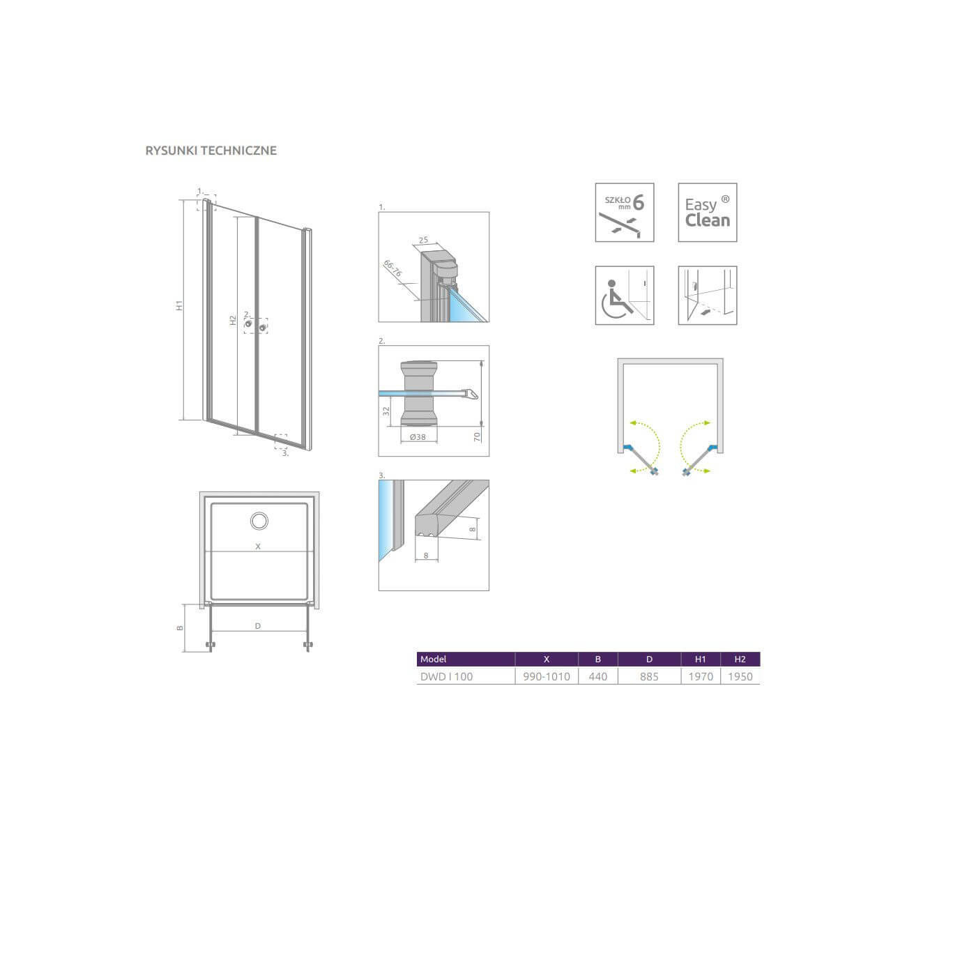 Drzwi Prysznicowe Eos DWD I 100 137723-01-01 Radaway Drzwi Prysznicowe Eos DWD I 100 137723-01-01 Radaway