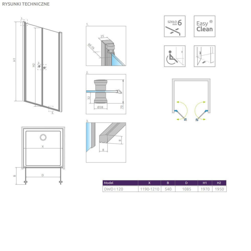 Drzwi Prysznicowe Eos DWD I 120 137773-01-01 Radaway Drzwi Prysznicowe Eos DWD I 120 137773-01-01 Radaway