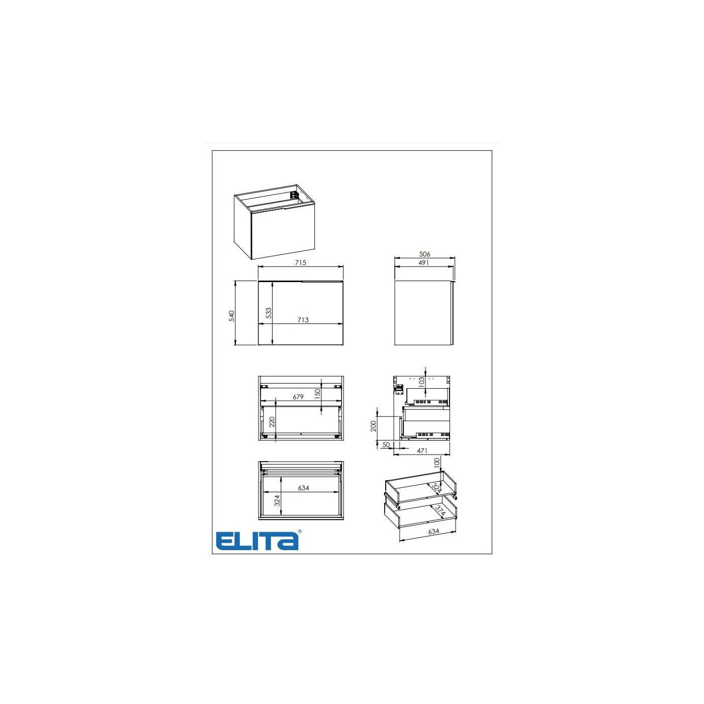 Szafka Pod Umywalkę Glam 70 cm Czarny Mat 168386 Elita Szafka Pod Umywalkę Glam 70 cm Czarny Mat 168386 Elita