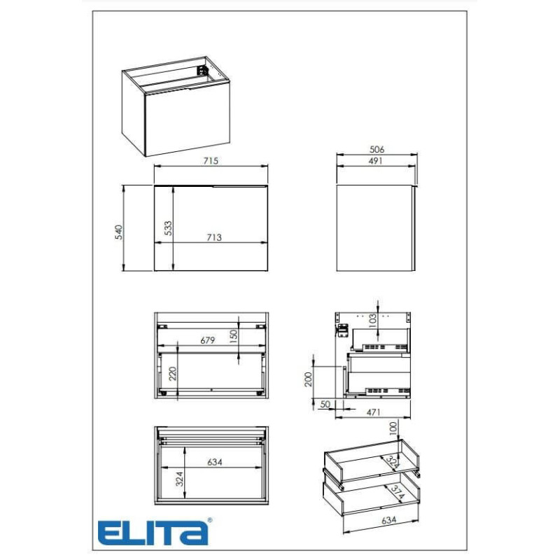 Szafka Pod Umywalkę Glam 70 cm Czarny Mat 168386 Elita Szafka Pod Umywalkę Glam 70 cm Czarny Mat 168386 Elita