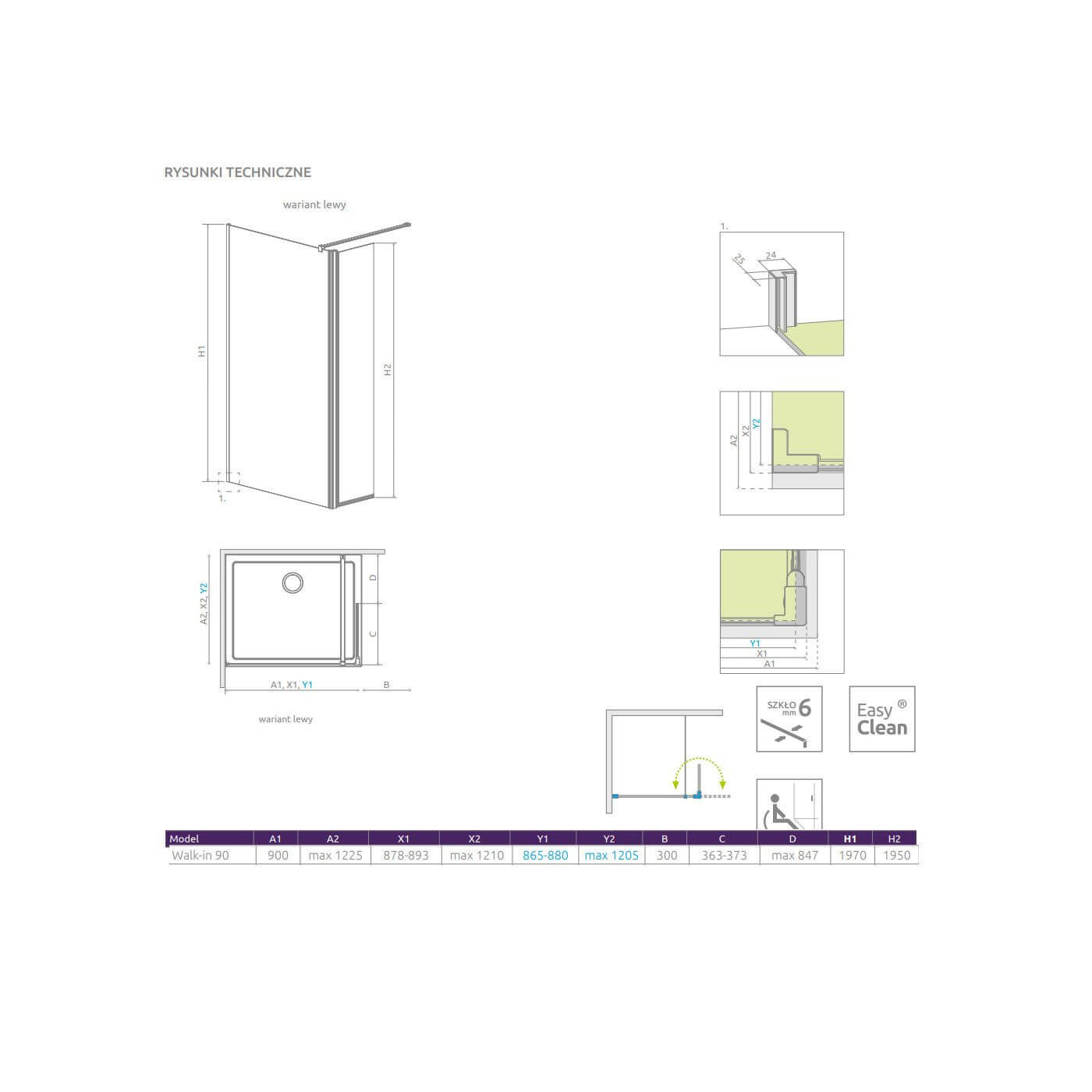 Kabina Walk-In 90 Lewa Eos 13799501-01L Radaway Kabina Walk-In 90 Lewa Eos 13799501-01L Radaway