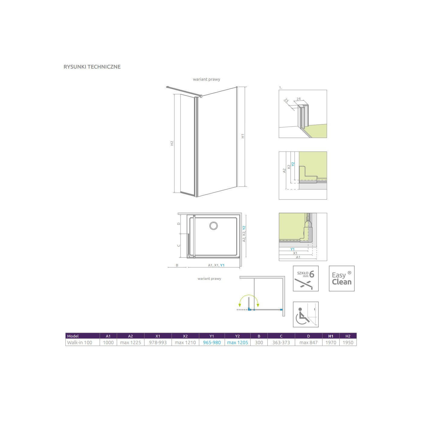Kabina Walk-In 100 Prawa Eos 13799502-01R Radaway Kabina Walk-In 100 Prawa Eos 13799502-01R Radaway